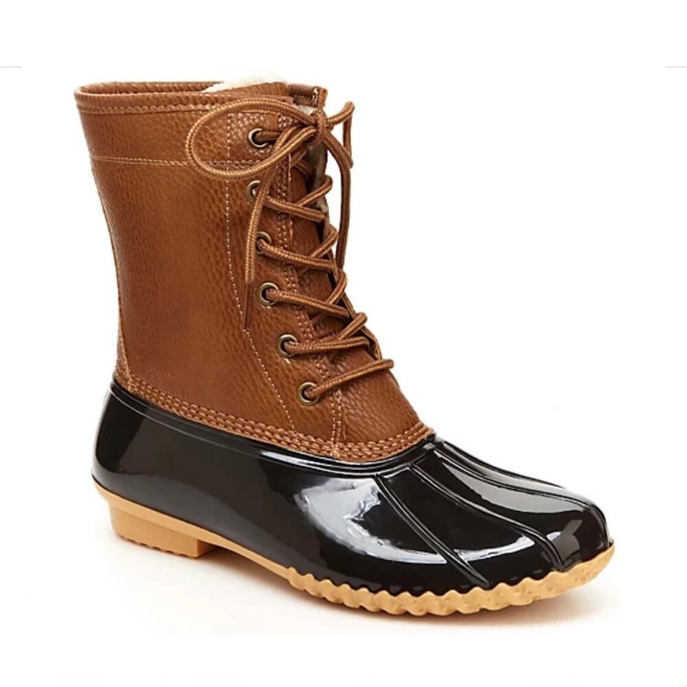 JBU by Jambu Women's Navy/Tan Lace Up Maplewood Waterproof Duck Boots sz 8